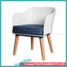 Fashion Restaurant Cafe Plastic Living Room Cushion Chair Wood Leg